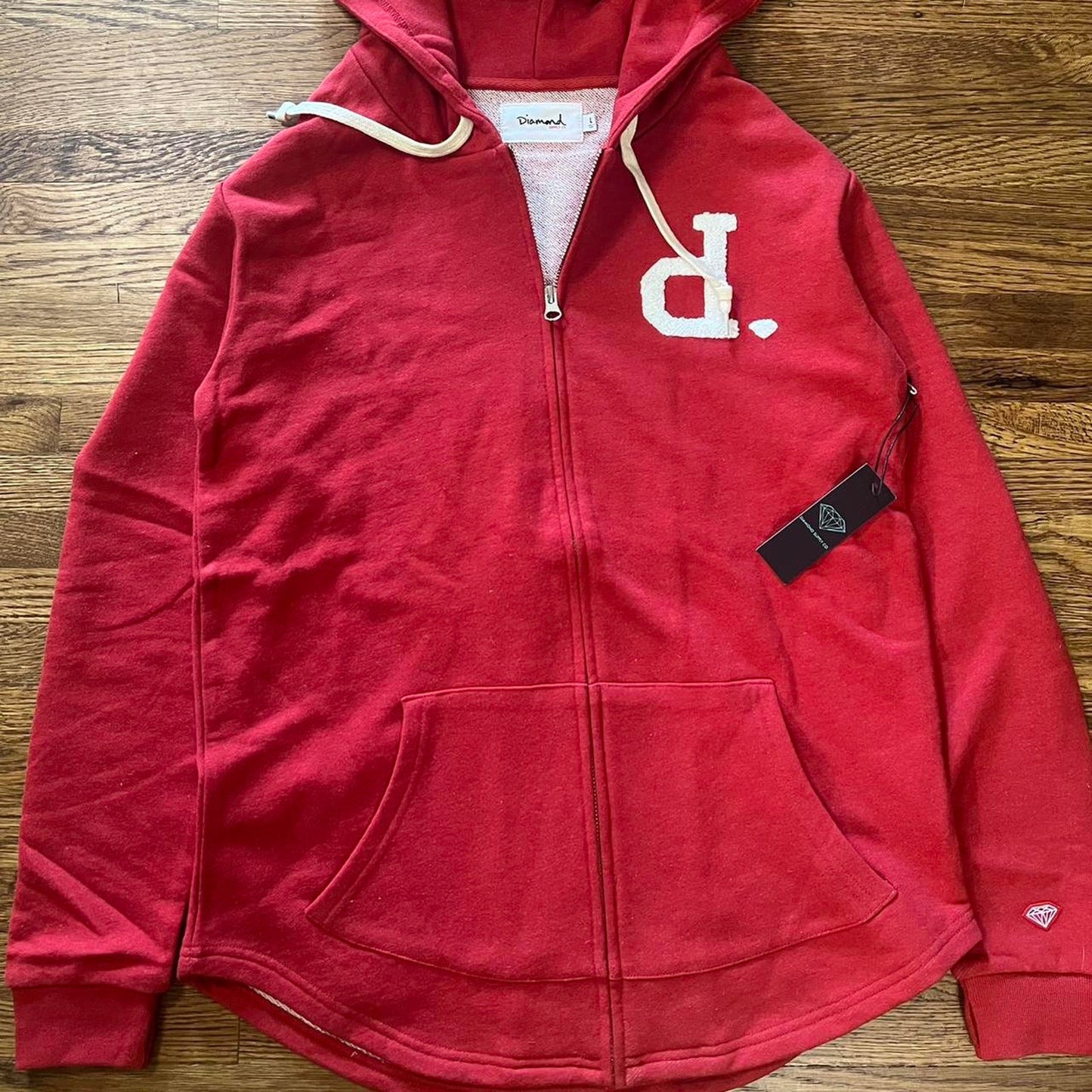 Diamond Supply Co in Red Zip Up Hoodie, NWT, Large