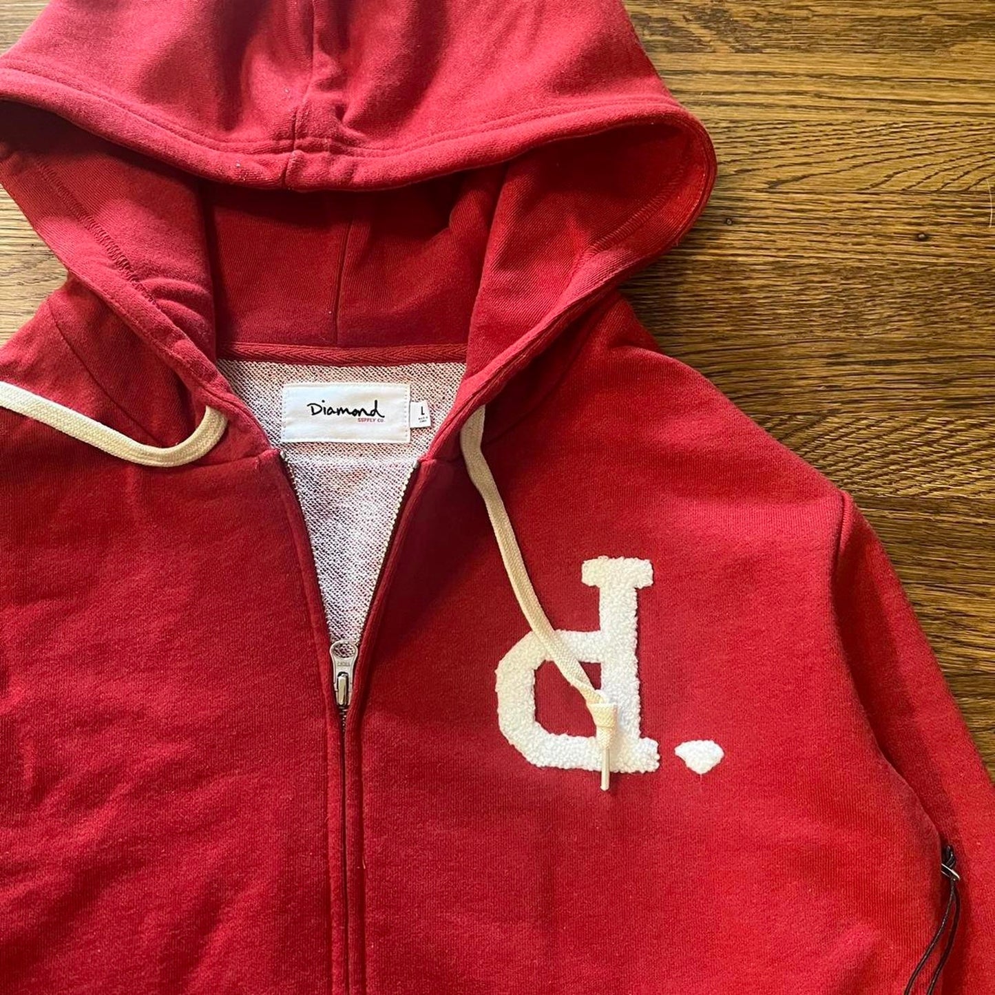 Diamond Supply Co in Red Zip Up Hoodie, NWT, Large